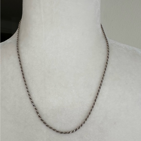 Sterling Silver Chain & Sterling and Gray Natural Stone Large Pendant Necklace - Picture 5 of 15